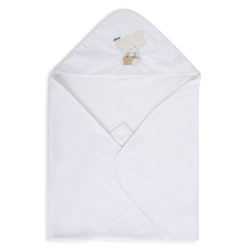 Boys White and Light Blue Woven Bathwrap image number 2
